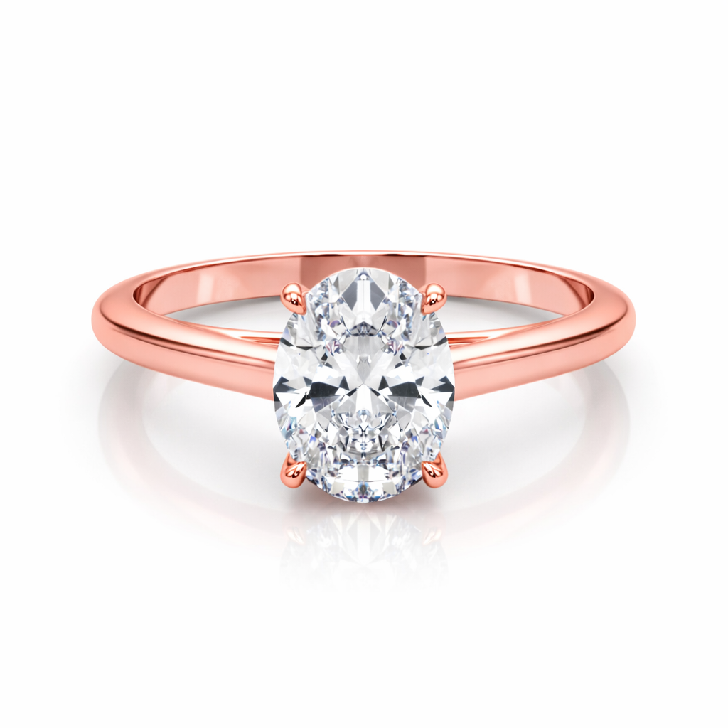 Solitaire Ring 1.10 Ct Oval Diamond 14K Rose Gold Engagement Women Jewelry