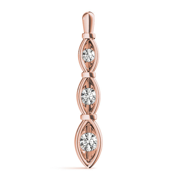 1/4 Ct Diamond 3 Stone Pendant Chain Necklace In 14K Gold