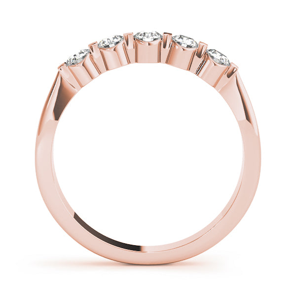 0.50 Ct Round Diamond 5 Stone Wedding Band In 14K Gold