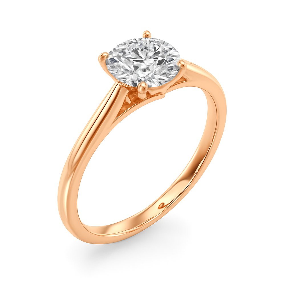 Elegant 0.33 Ct Round Moissanite Solitaire Ring in 14K Gold – 4-Prong Classic Setting