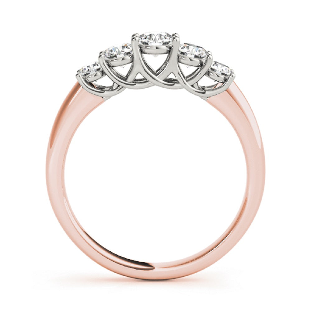 0.25 Ct 5-Stone Lab Grown Diamond Band Ring in 14K Yellow/ Rose & White  Gold