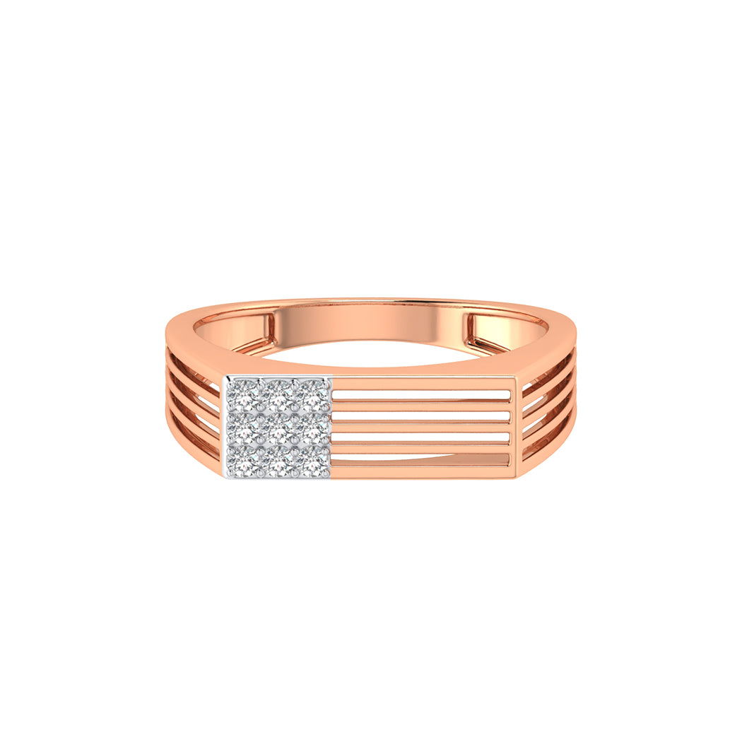 0.14Ct Diamond Men Wedding Engagement Band In 14K Solid Gold