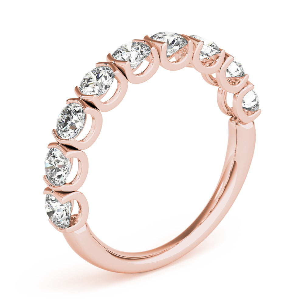 0.75  Ct Half Eternity Diamond Ring in 14K Rose Gold – 7-Stone Shared Prong Band