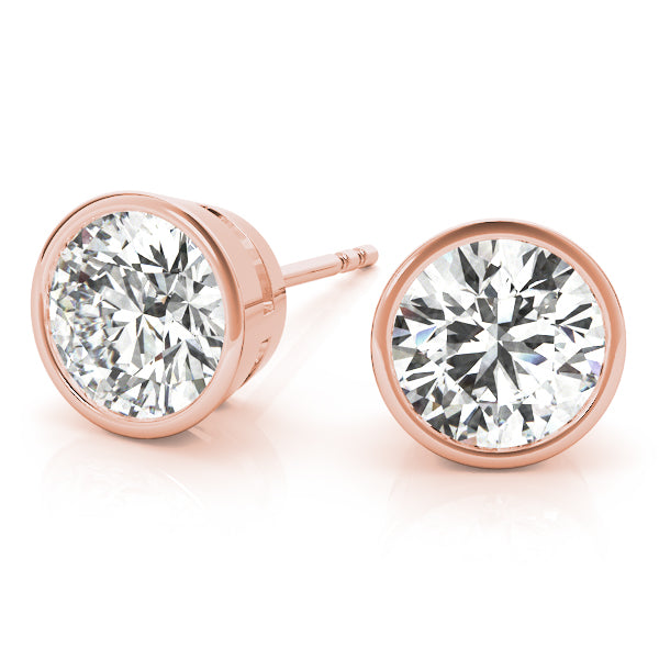 0.30Ct FG/VVS1 Brilliant Diamond Bezel Set Stud Earrings in 14K Gold Jewelry