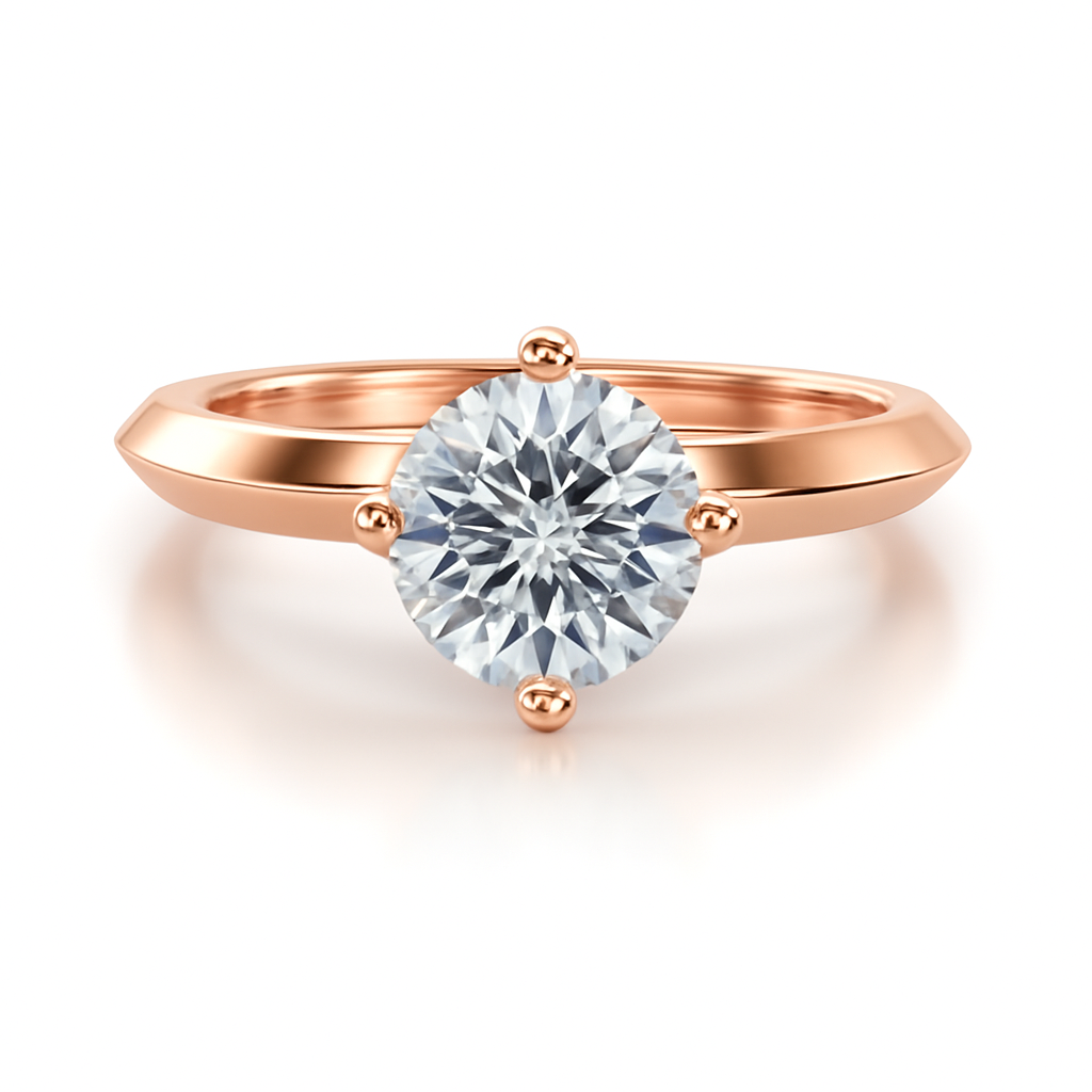 1/2 Ct Brilliant Diamond Solitaire Engagement Ring In 14K Gold