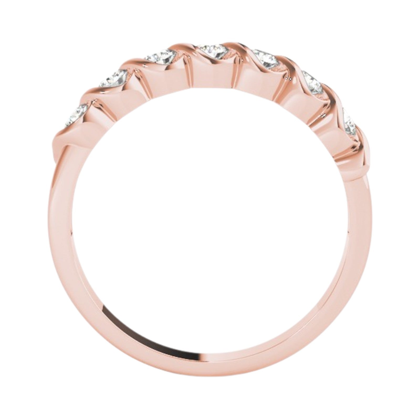 0.25 Ct Twisted Band Diamond Ring in 14K Gold