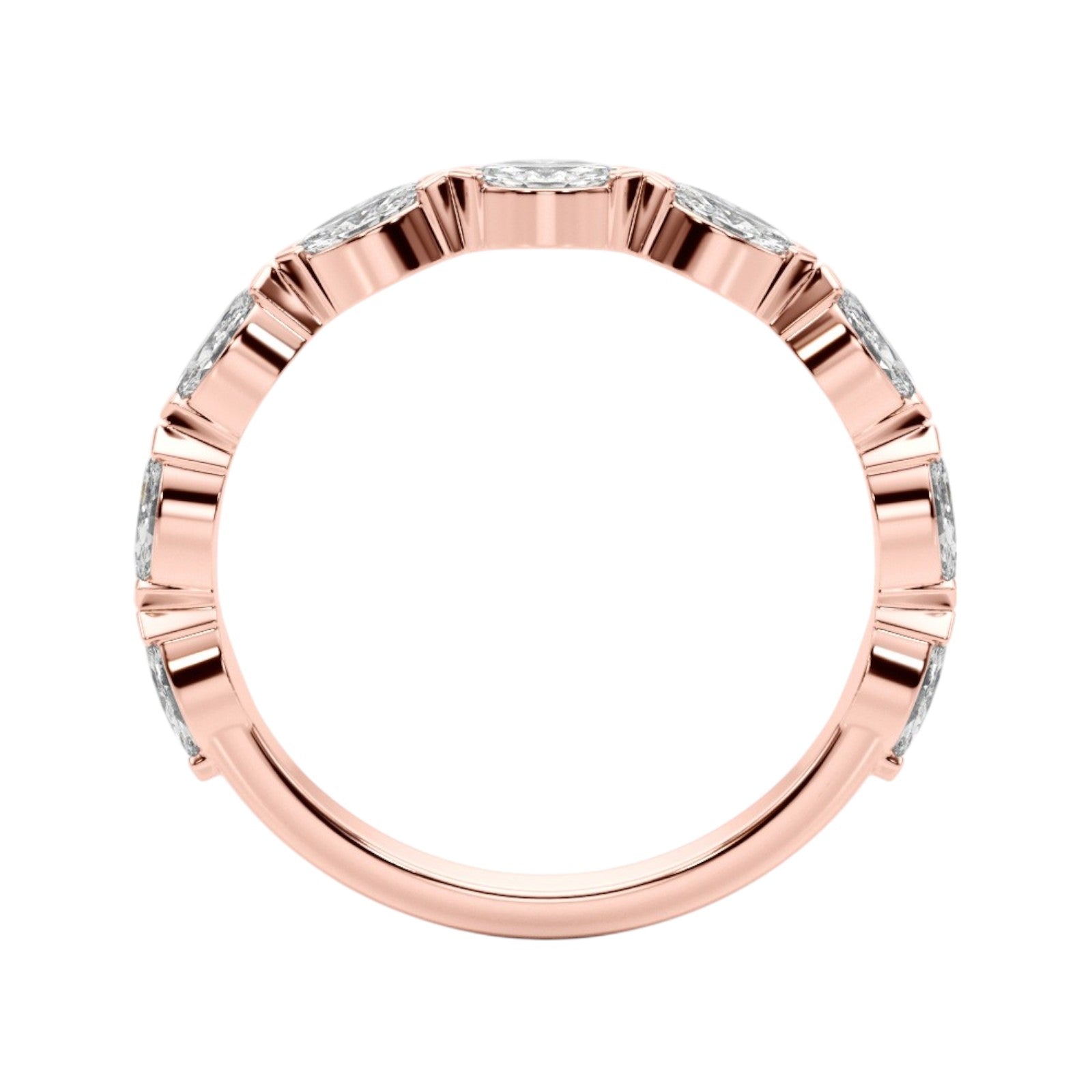 5/8 Carat Marquise Shape Brilliant Diamond Wedding Band In 10K Rose White & Yellow Gold