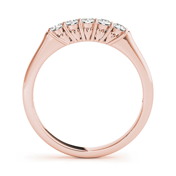 0.50 Ct Lab-Grown/ Natural Diamond 5 Stone Wedding Band Ring in 14K Rose/ White & Yellow Gold