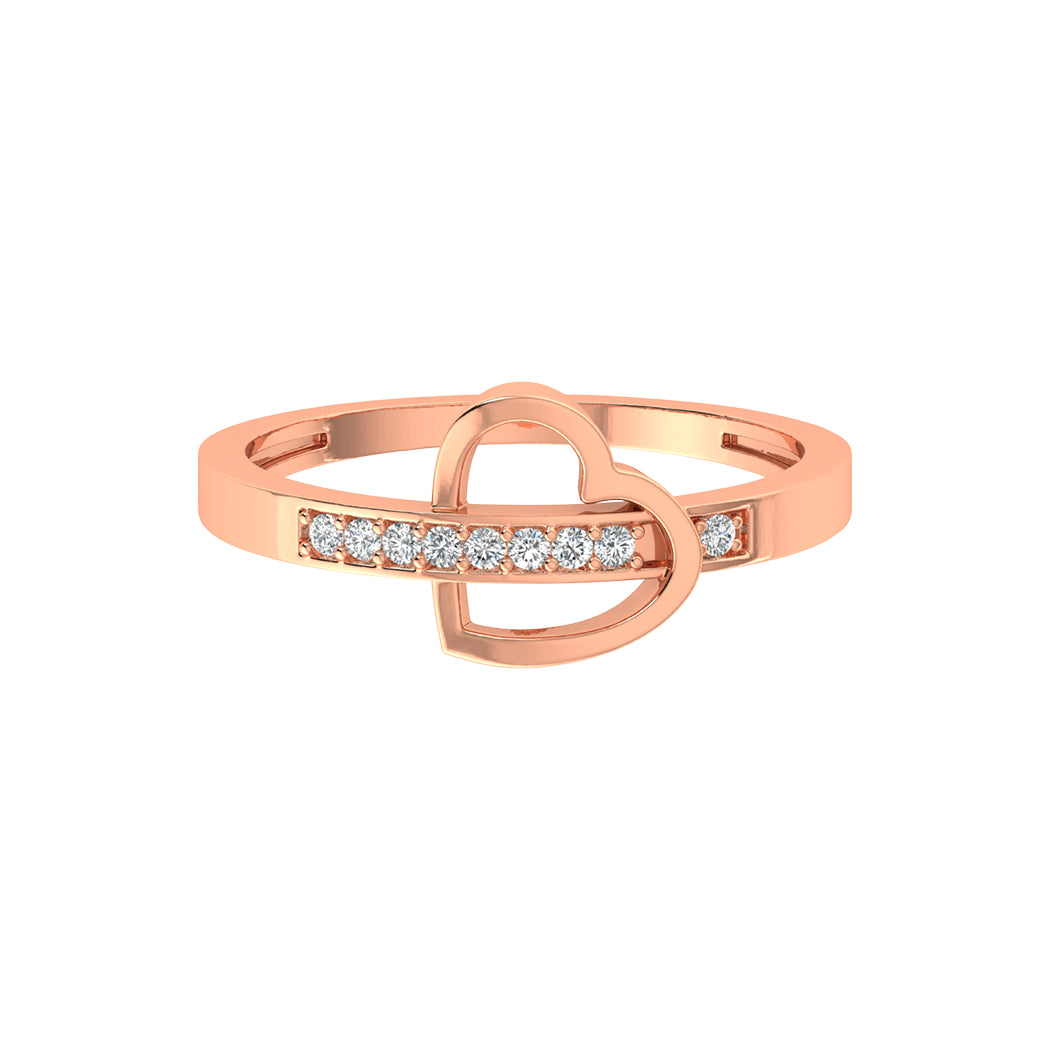 Wedding Band Jewelry 0.06Ct Diamond 14K Gold Heart Shape Engagement Rings