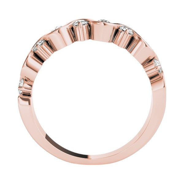0.25 Ct Wavy Sparkle Diamond Band Ring in 14K Gold