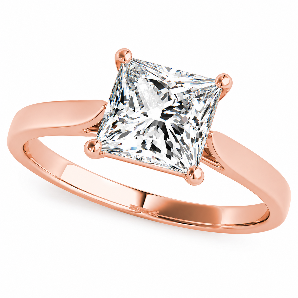 0.75CT Princess Cut Bridal Set Engagement Wedding Ring In 14K Rose Gold