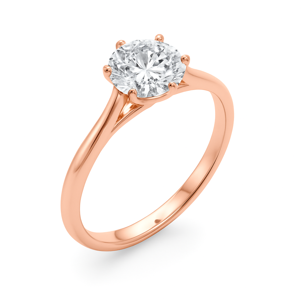 0.33 Ct Round Lab Grown Diamond Solitaire Ring in 14K Gold – Classic 6-Prong Setting