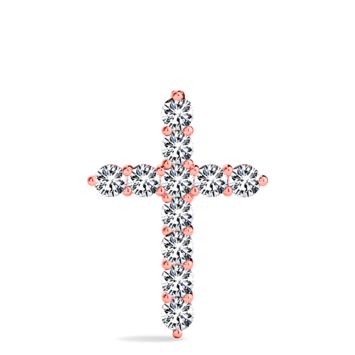 0.11CT Diamond Cross Pendant In 14K Gold With Box Chain