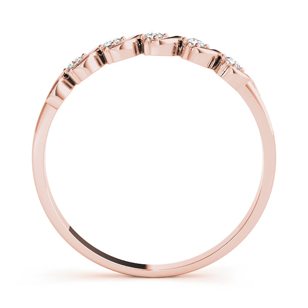 0.05  Carat Round Diamond Wedding Band In 14K Rose/ White & Yellow Gold