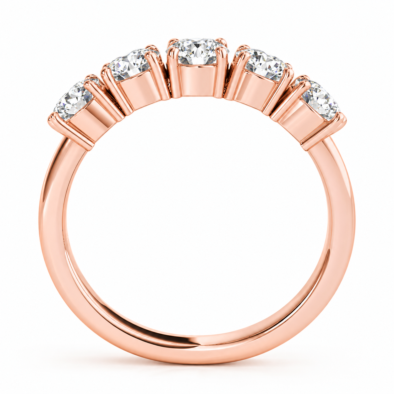 1.75 CT Lab Grown Diamond 5-Stone Ring in 14K Solid Gold | FG/VVS1 | Anniversary & Wedding Band | Rose, White & Yellow Gold