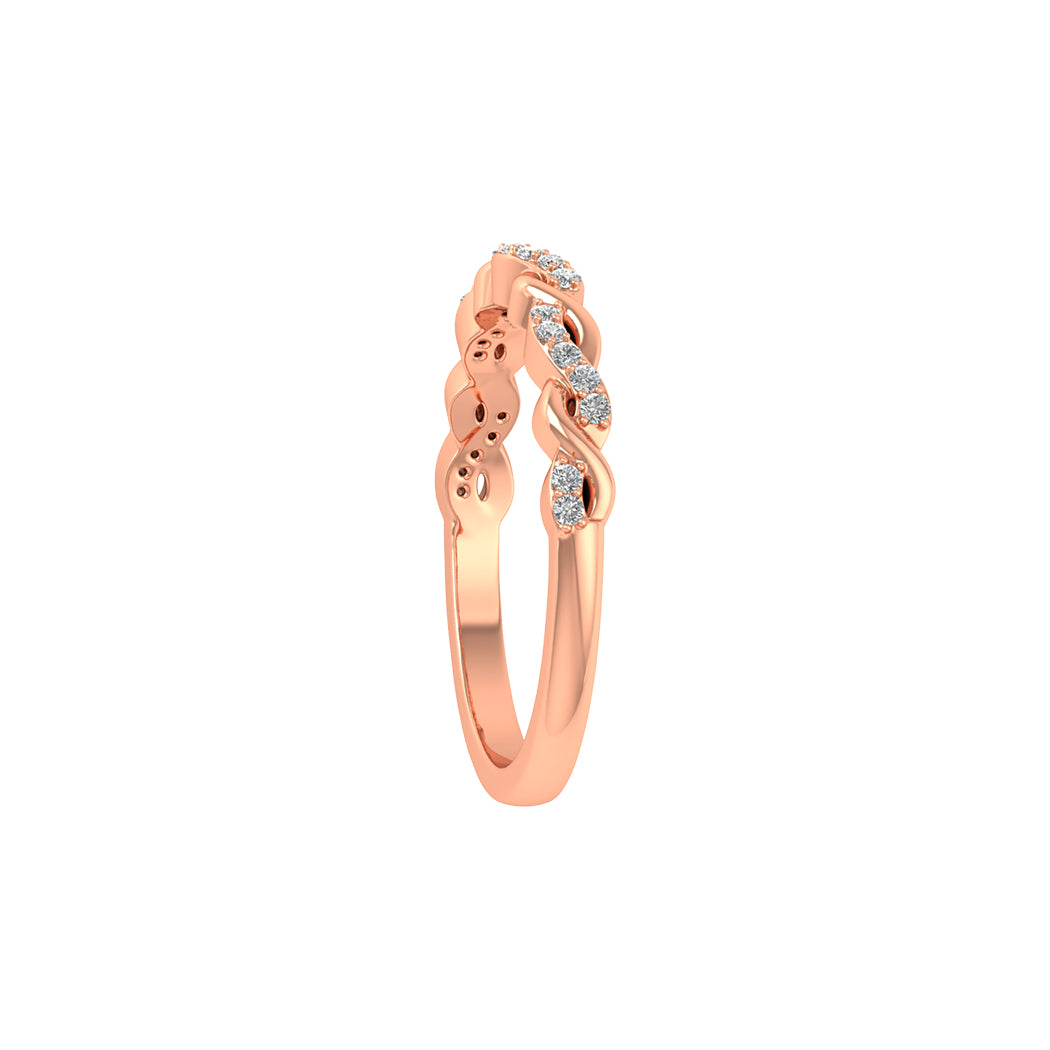 0.11Ct Diamond Twisted Infinity Ring in 14K Solid Gold for Women