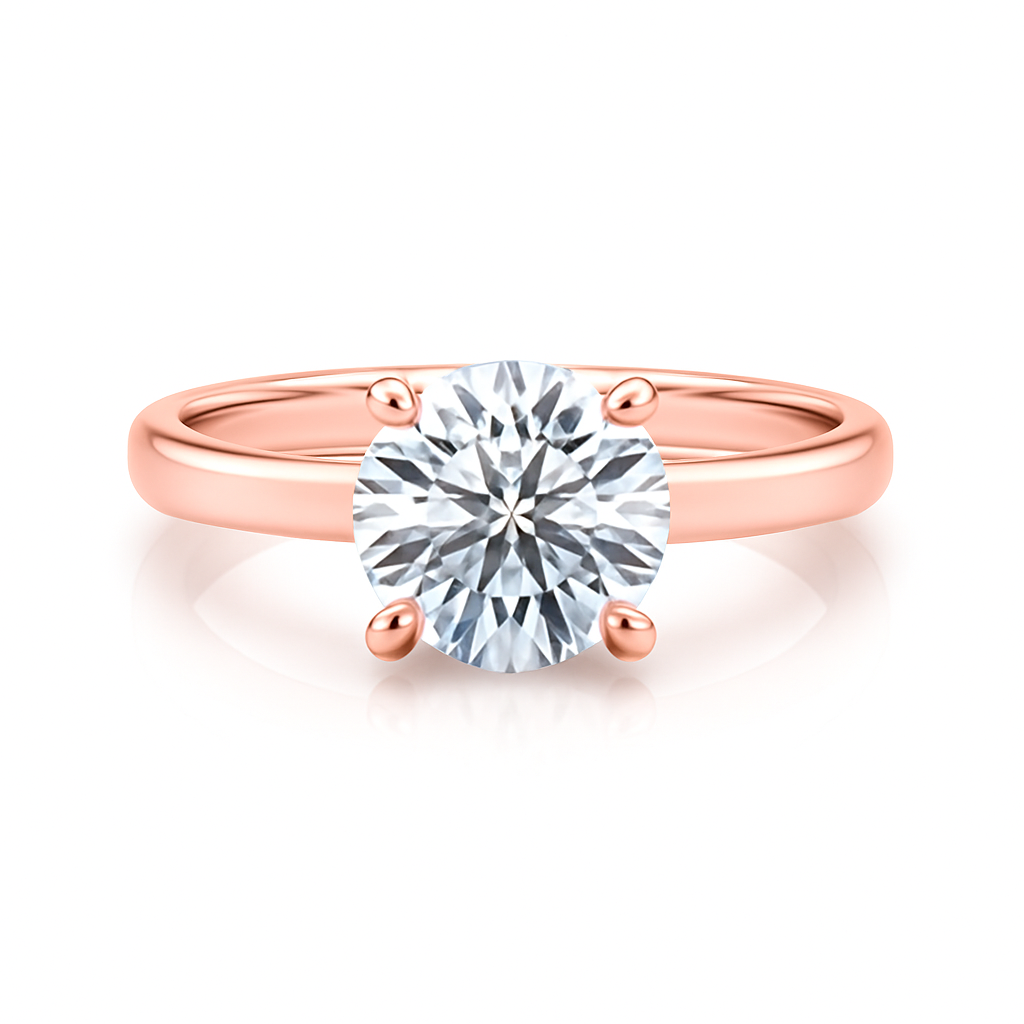 KohinoorGems Classic 1/2 Ct Round Solitaire Lab Grown Diamond Ring in 14K White/ Yellow And Rose Gold – Timeless 4-Prong Elegance