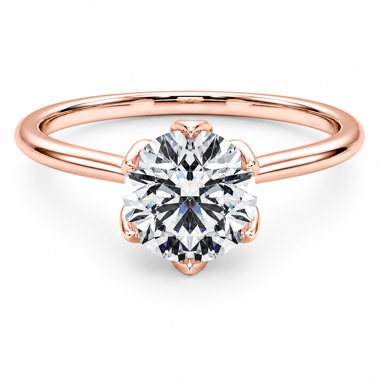 0.33 Ct Lab Grown Diamond Solitaire Engagement Ring in 14K Rose Gold | FG/VVS1 | 2.25g