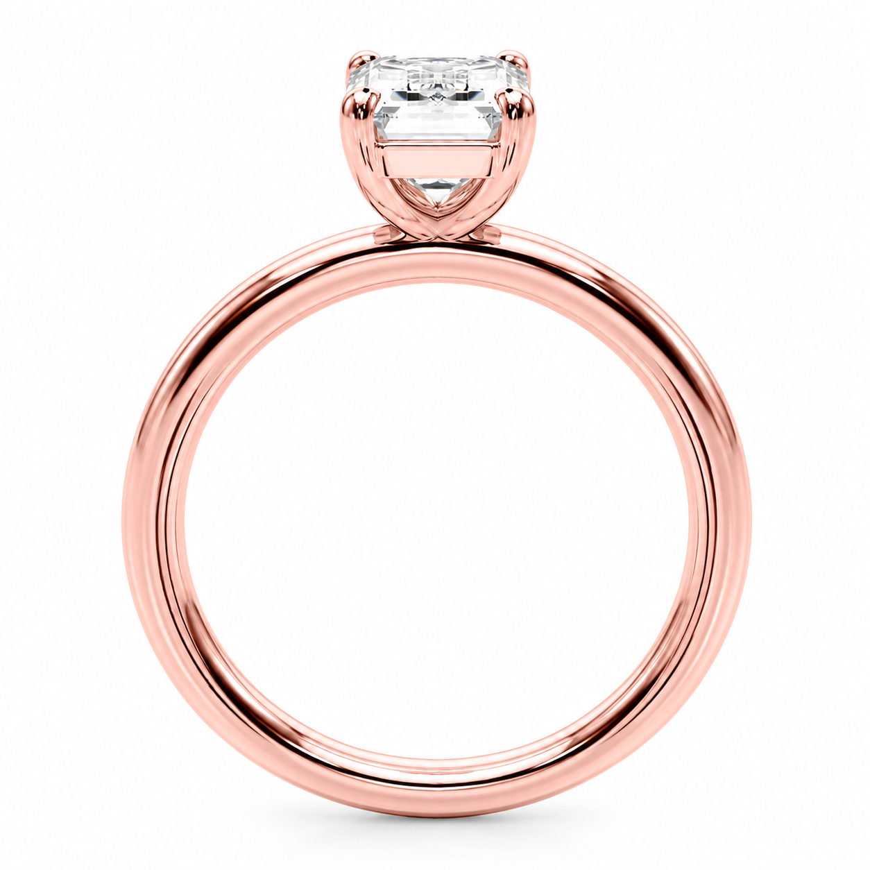 Engagement Ring 0.50Ct Emerald Diamond Solitare Ring In 14K Rose Gold