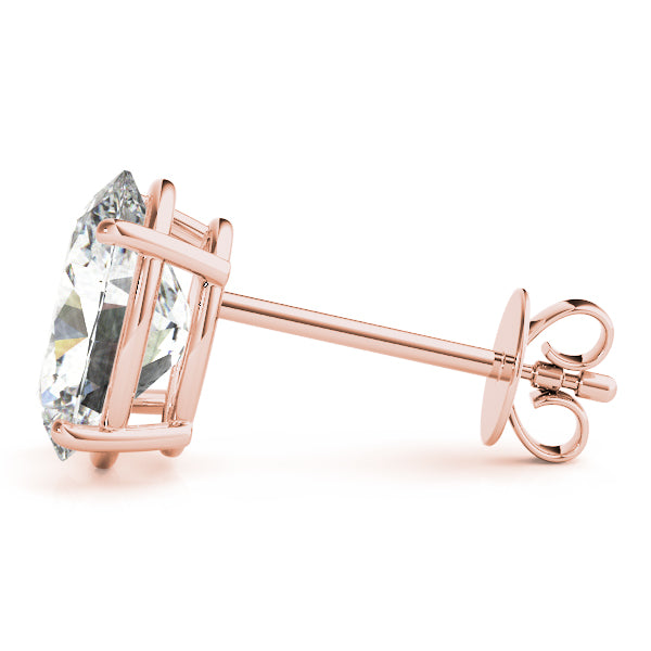 0.15Ct Oval Stud Earrings In 14K Solid Yellow White & Rose Gold