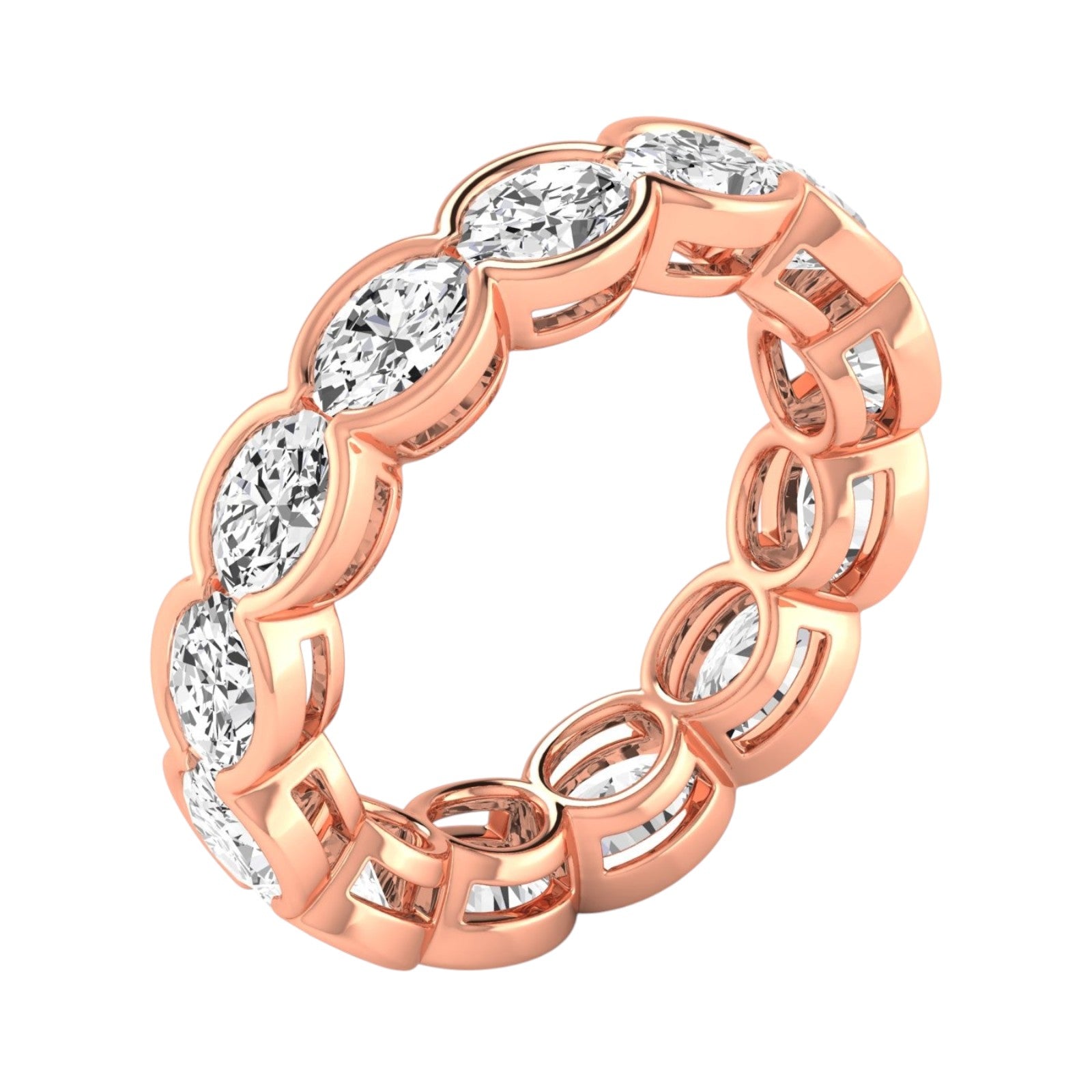 4.00 Ct Oval Diamond Eternity Wedding Band 14K Gold