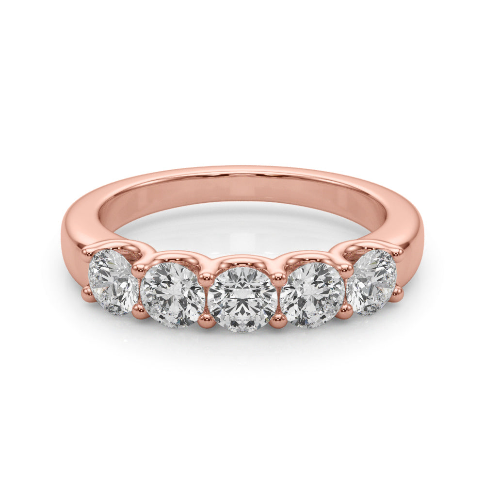 1/2 Ct Classic 5-Stone FG/VVS1 Diamond Band Ring in 14K White/Rose & Yellow Gold