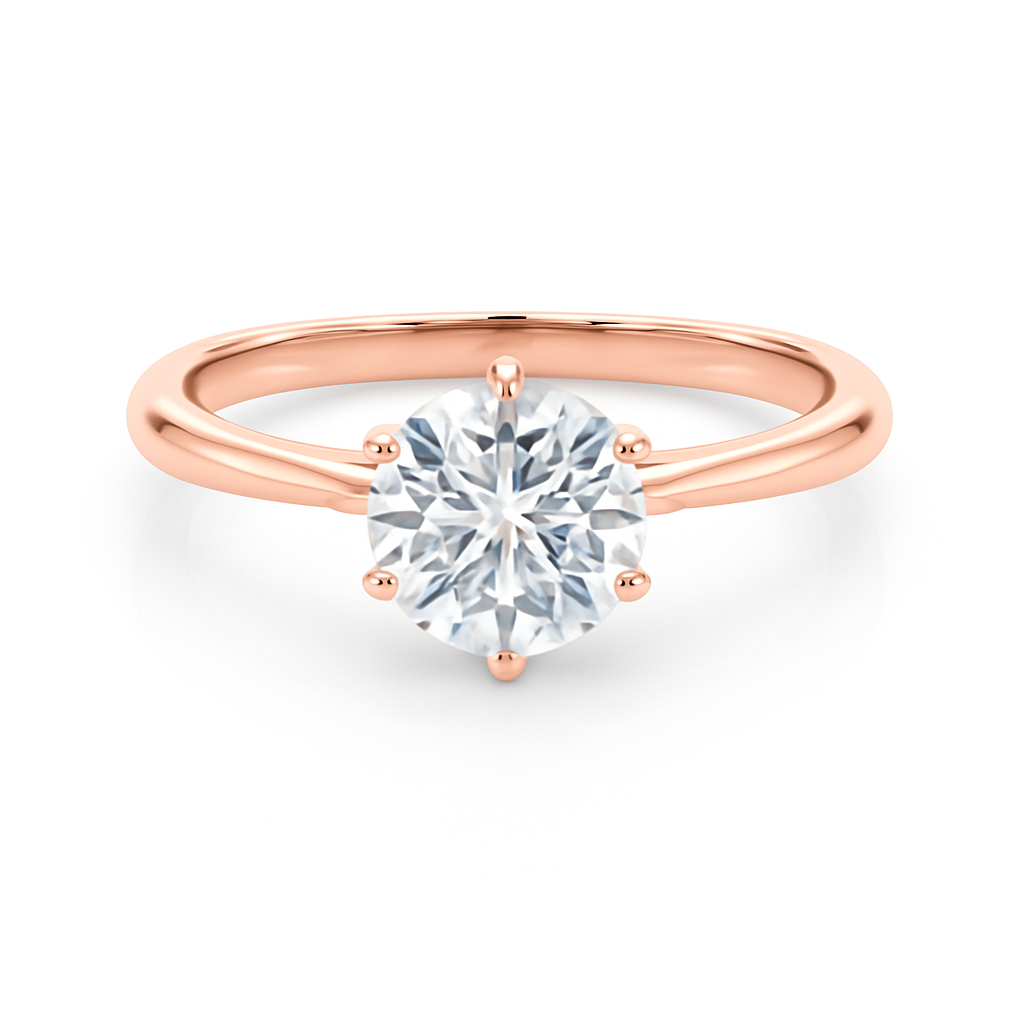 0.33 Ct Round Lab Grown Diamond Solitaire Ring in 14K Gold – Classic 6-Prong Setting
