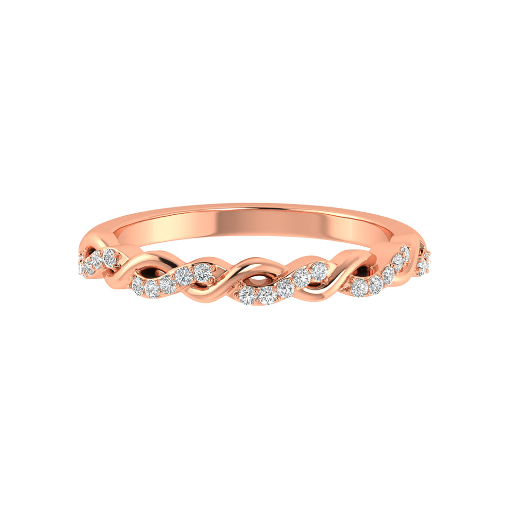 0.11Ct Diamond Twisted Infinity Ring in 14K Solid Gold for Women