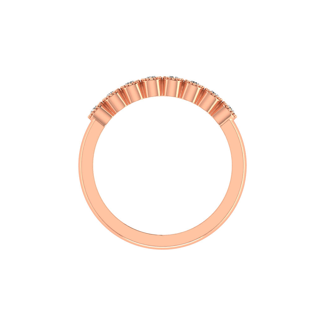 Wedding Band 14K Gold 0.25Ct Bezel Set Diamond Women Jewelry
