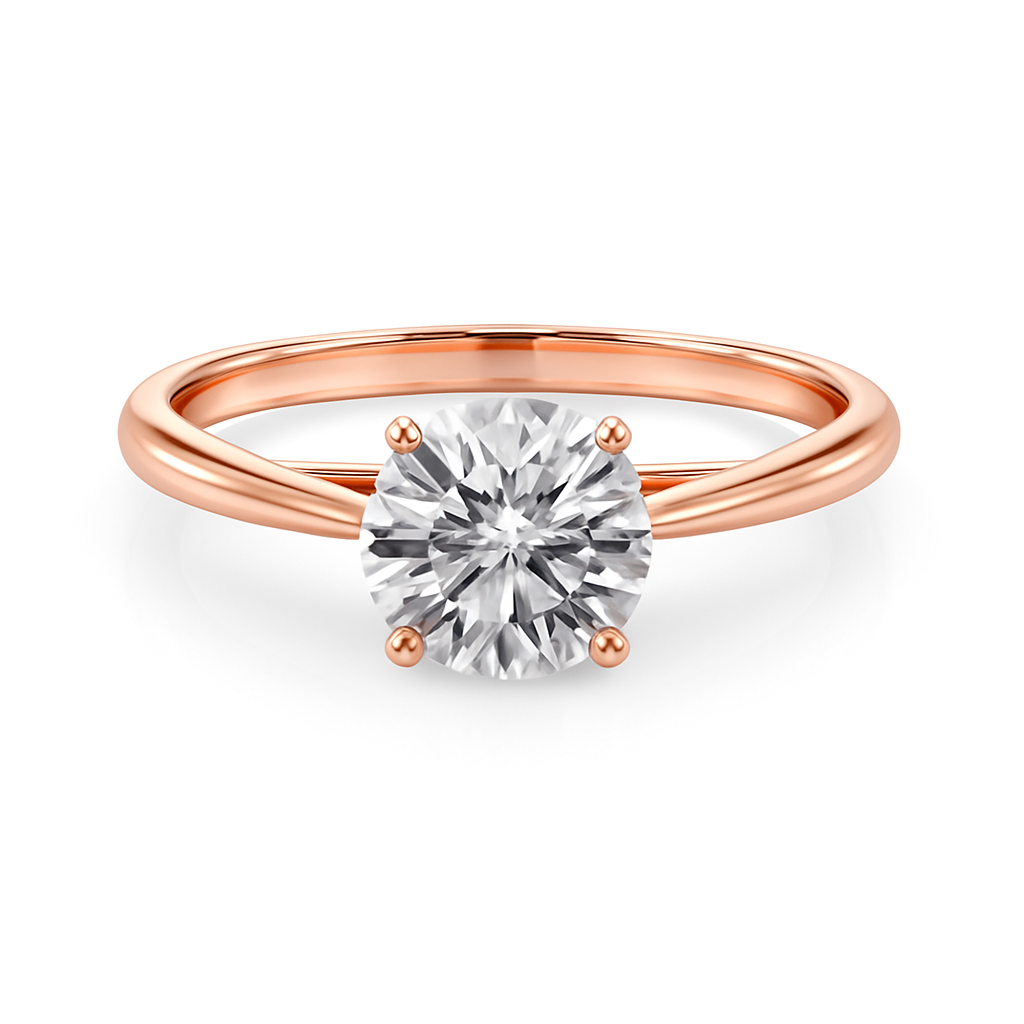 Elegant 0.33 Ct Round Moissanite Solitaire Ring in 14K Gold – 4-Prong Classic Setting