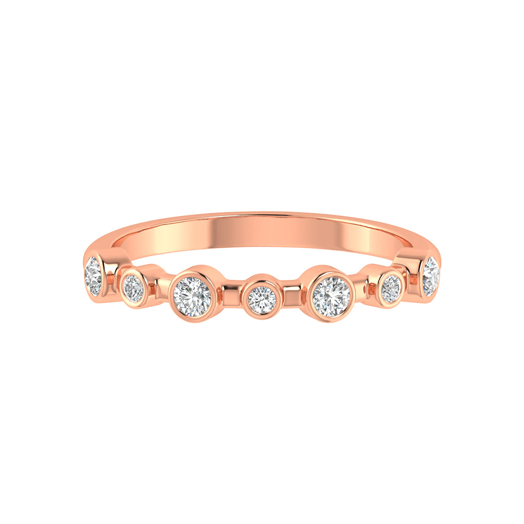 0.17Ct Bezel Set Diamond 14K Gold Wedding Band Women Jewelry
