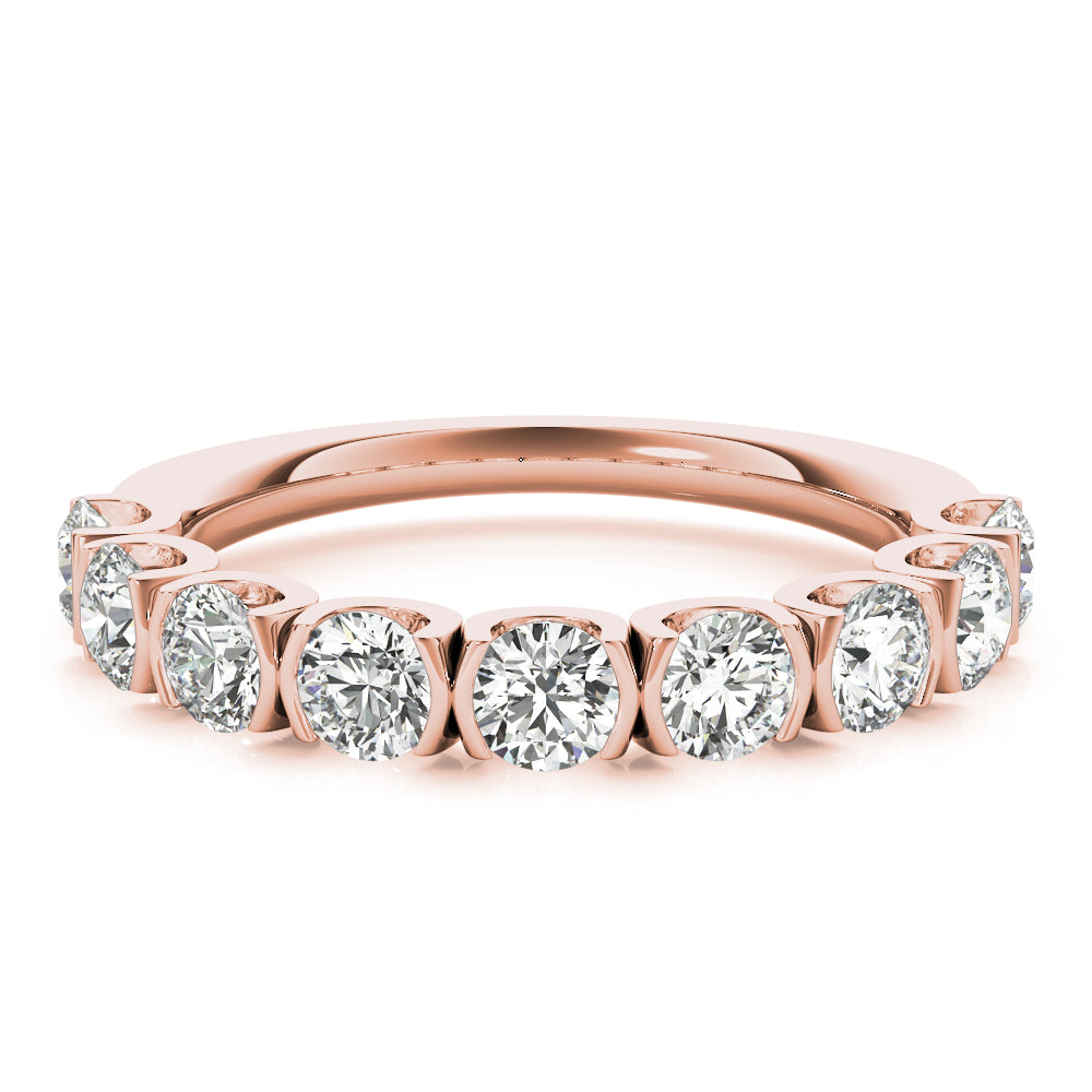 0.75  Ct Half Eternity Diamond Ring in 14K Rose Gold – 7-Stone Shared Prong Band