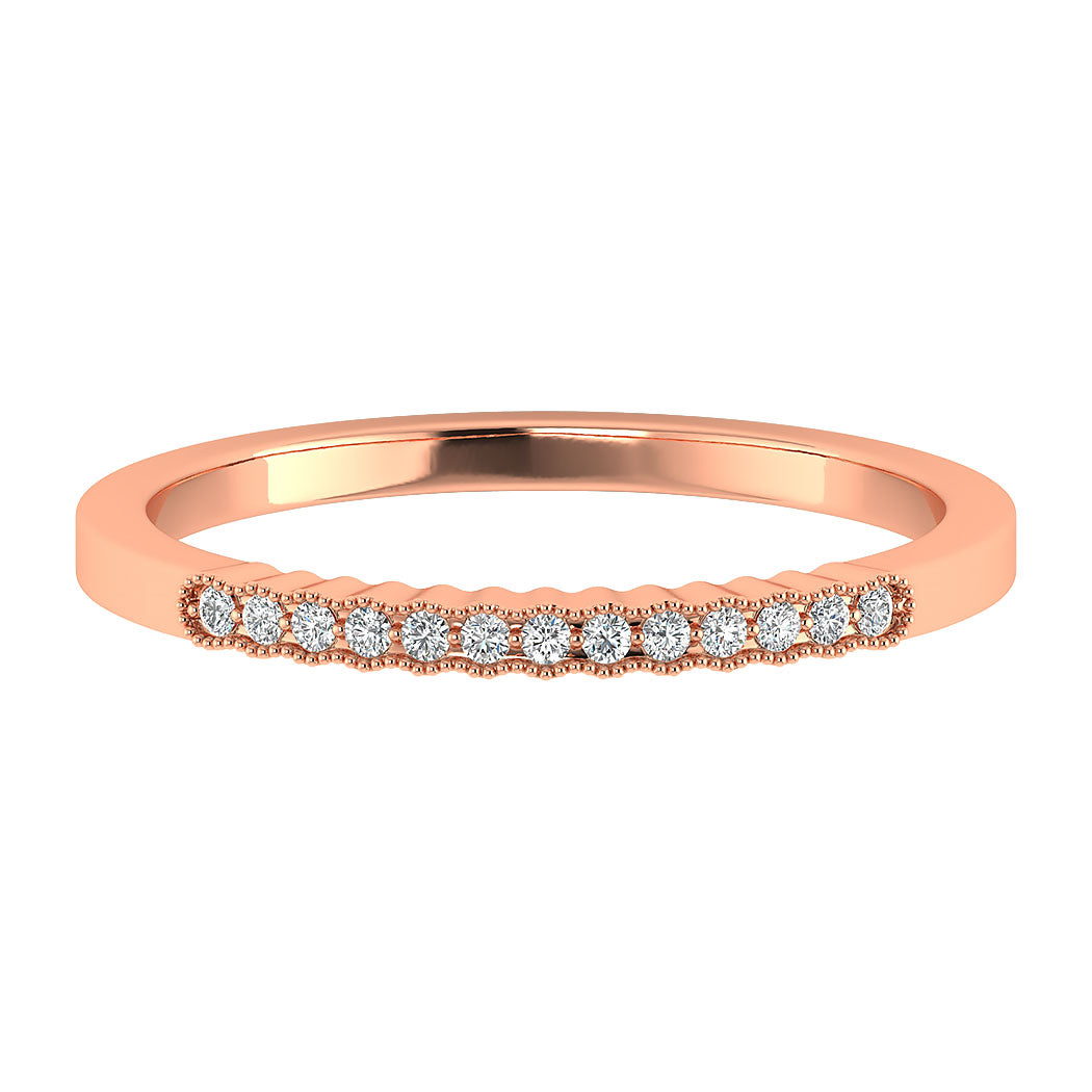 0.07 Ct Diamond 14K Gold Wedding Band Women Jewelry