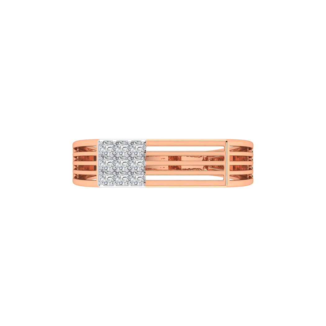 0.14Ct Diamond Men Wedding Engagement Band In 14K Solid Gold