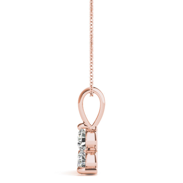 0.75 Ct Round Diamond 3 Stone Pendant In 14K Gold With Chain