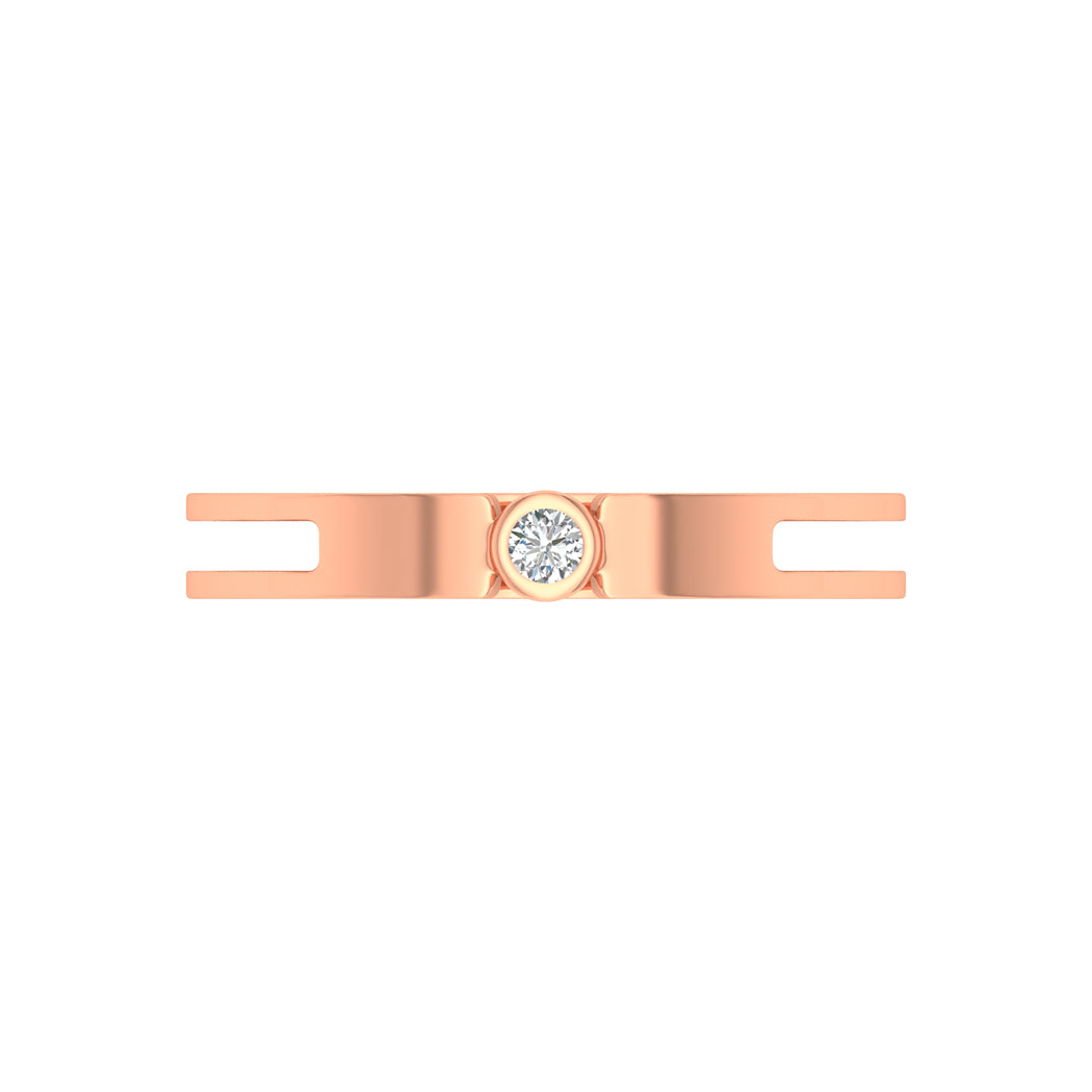 Wedding Band 14K Solid Gold 0.03Ct Bezel Set Diamond Engagement Rings Jewelry