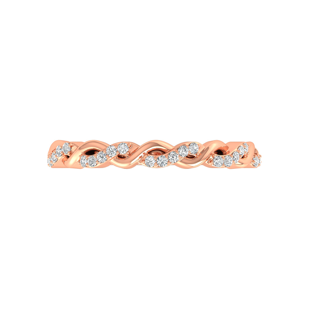 0.11Ct Diamond Twisted Infinity Ring in 14K Solid Gold for Women