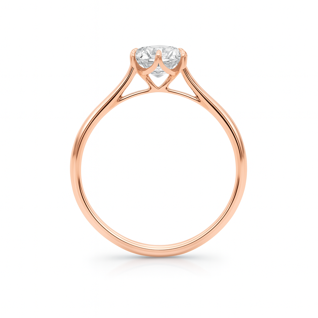 0.33 Ct Round Lab Grown Diamond Solitaire Ring in 14K Gold – Classic 6-Prong Setting