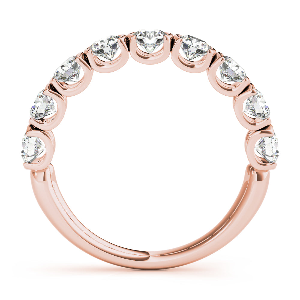 0.75  Ct Half Eternity Diamond Ring in 14K Rose Gold – 7-Stone Shared Prong Band