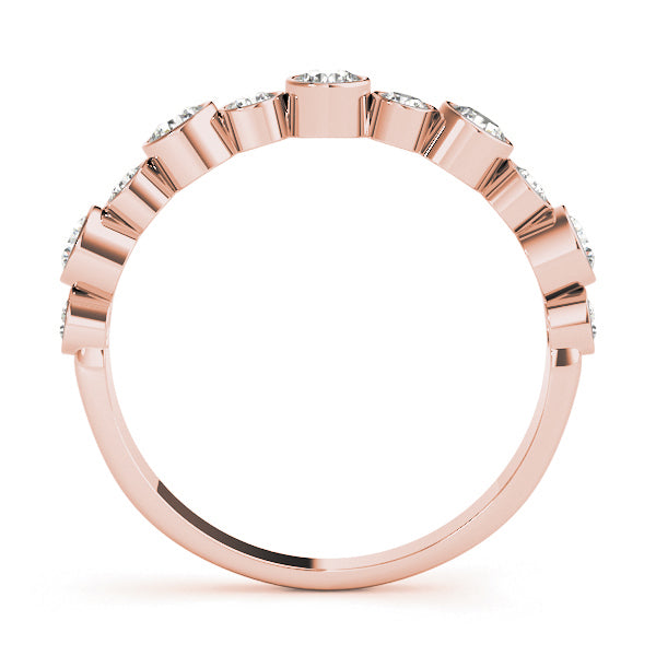 Wedding Stackable Band 1/2Ct Bezel Set Diamond 14K Solid Gold Women Jewelry