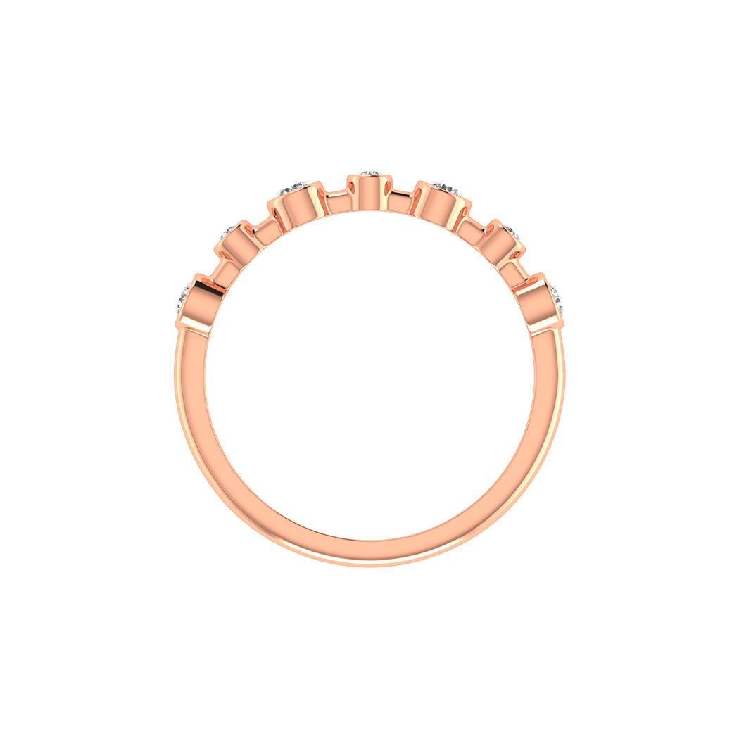 0.17Ct Bezel Set Diamond 14K Gold Wedding Band Women Jewelry