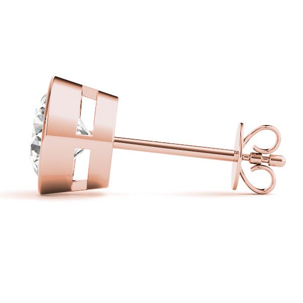 1/2Ct Bezel Set Stud Earrings In 14K Rose/ White & Yellow Gold Jewelry