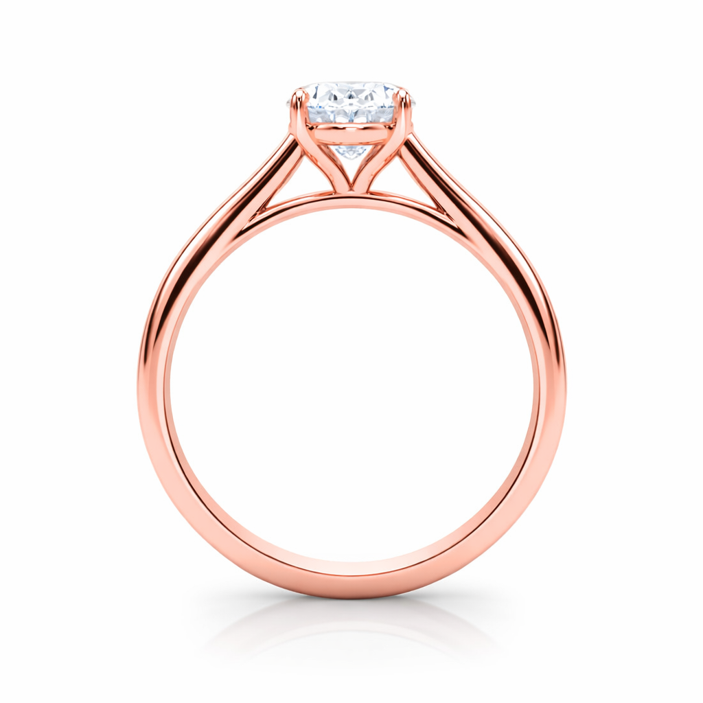 Solitaire Ring 1.10 Ct Oval Diamond 14K Rose Gold Engagement Women Jewelry