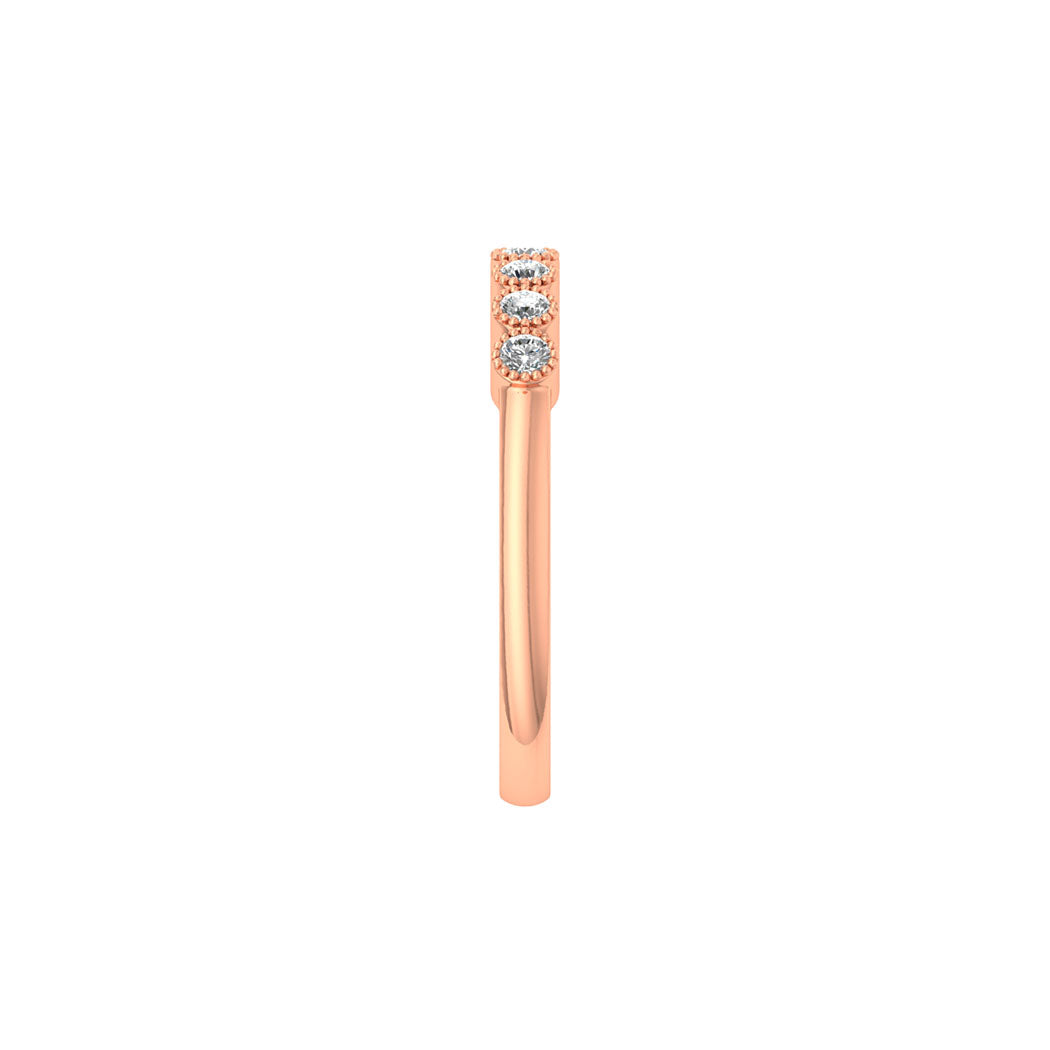 Wedding Band 14K Gold 0.25Ct Bezel Set Diamond Women Jewelry