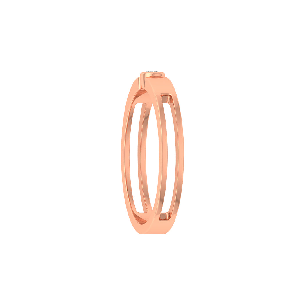Wedding Band 14K Solid Gold 0.03Ct Bezel Set Diamond Engagement Rings Jewelry