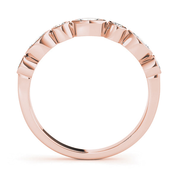 0.35Ct Marquise Round Bezel Set Wedding Band in 14K White/ Rose & Yellow Gold