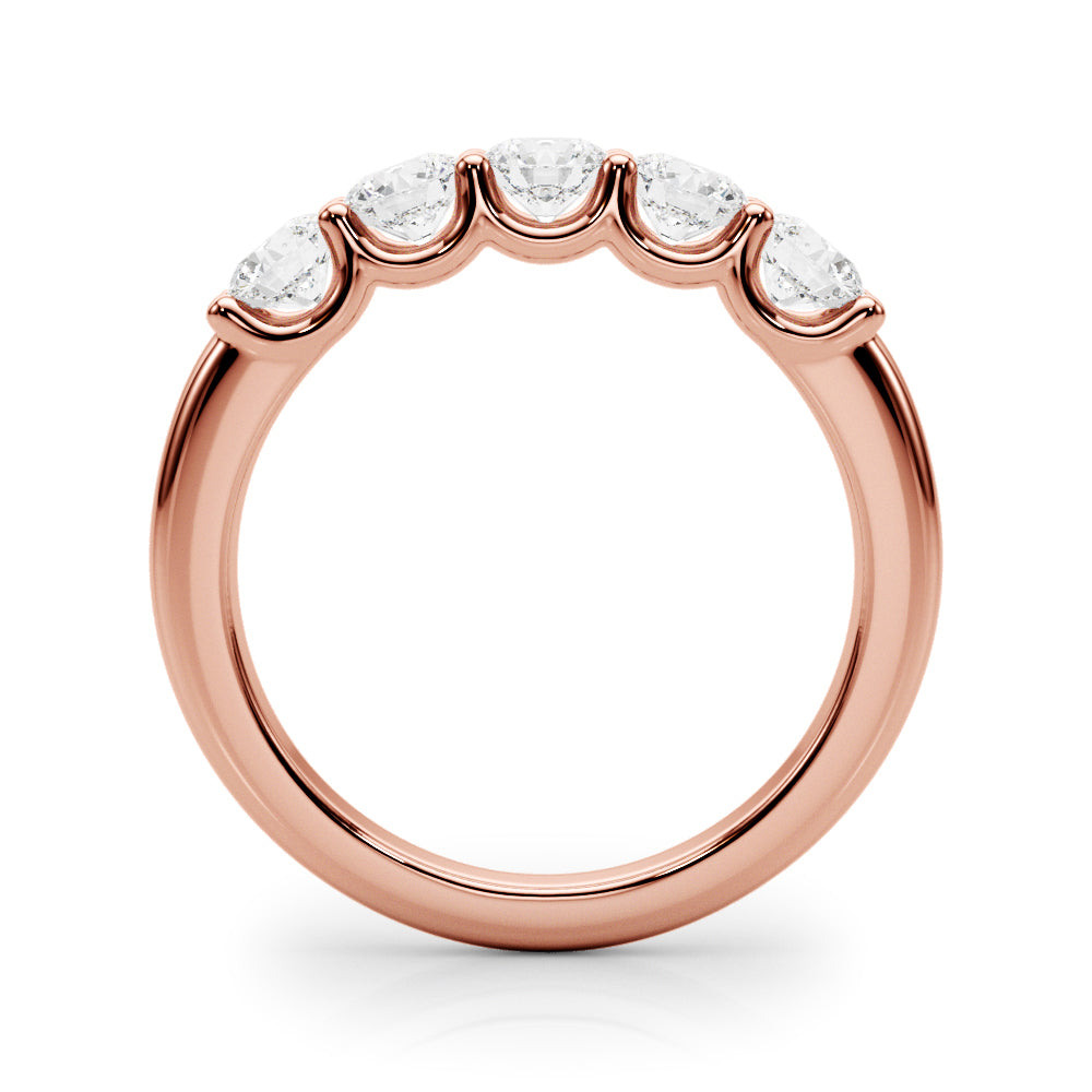 1/2 Ct Classic 5-Stone FG/VVS1 Diamond Band Ring in 14K White/Rose & Yellow Gold