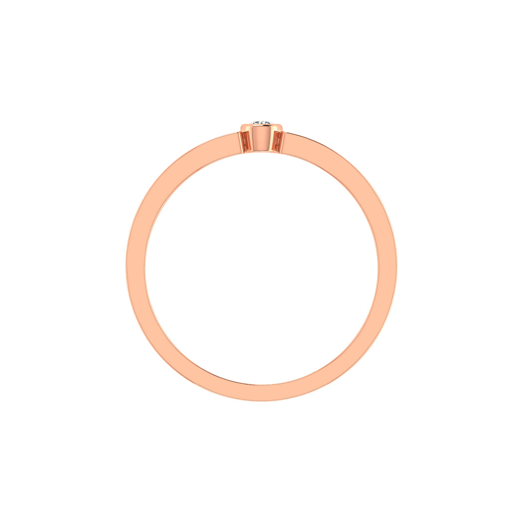 Wedding Band 14K Solid Gold 0.03Ct Bezel Set Diamond Engagement Rings Jewelry