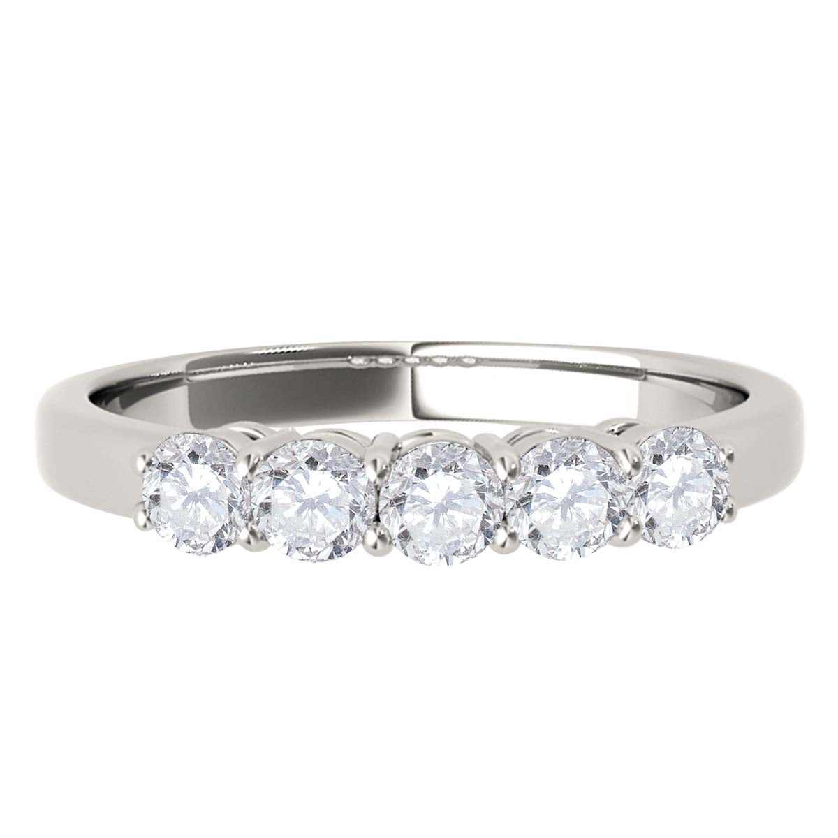 10K White Gold 0.25 Ct Round Diamond Five Stone Wedding Band Women Jewelry