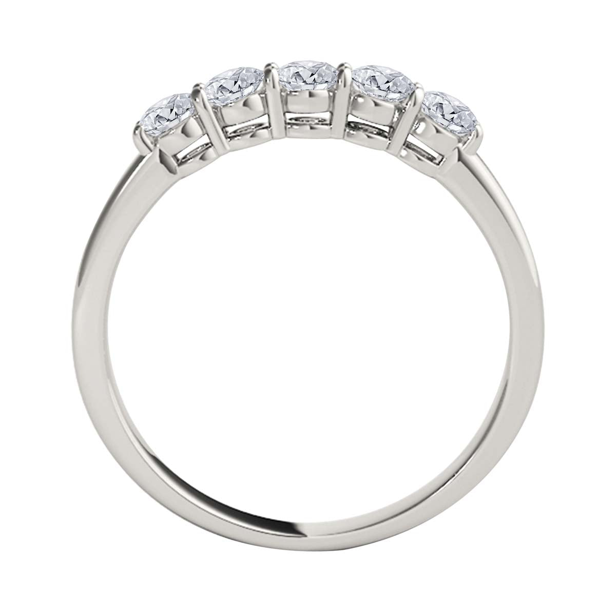 10K White Gold 0.25 Ct Round Diamond Five Stone Wedding Band Women Jewelry